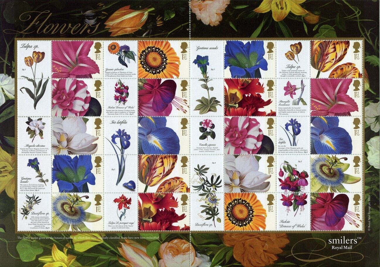 Gb Großbritannien 2003 Smilers Bogen Ls11 Blumen Flowers Blüten 1667-1676 C Mnh